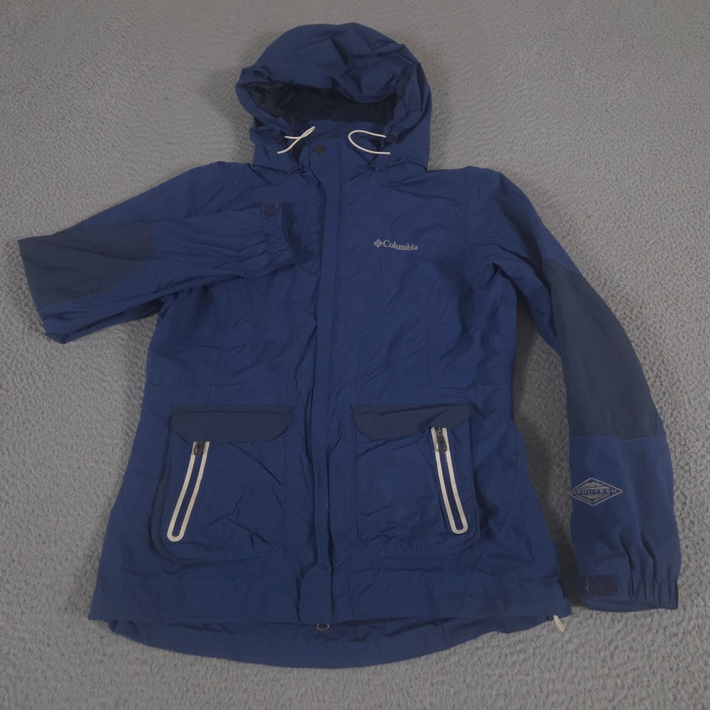 Columbia Jacket Women M Navy Drop Ridge II Interchange Omni-Tech Soft Shell Hood